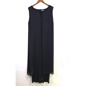 Emma & Michele Wide-leg Jumpsuit Size 18W Black Chiffon‎ Attached Overlay